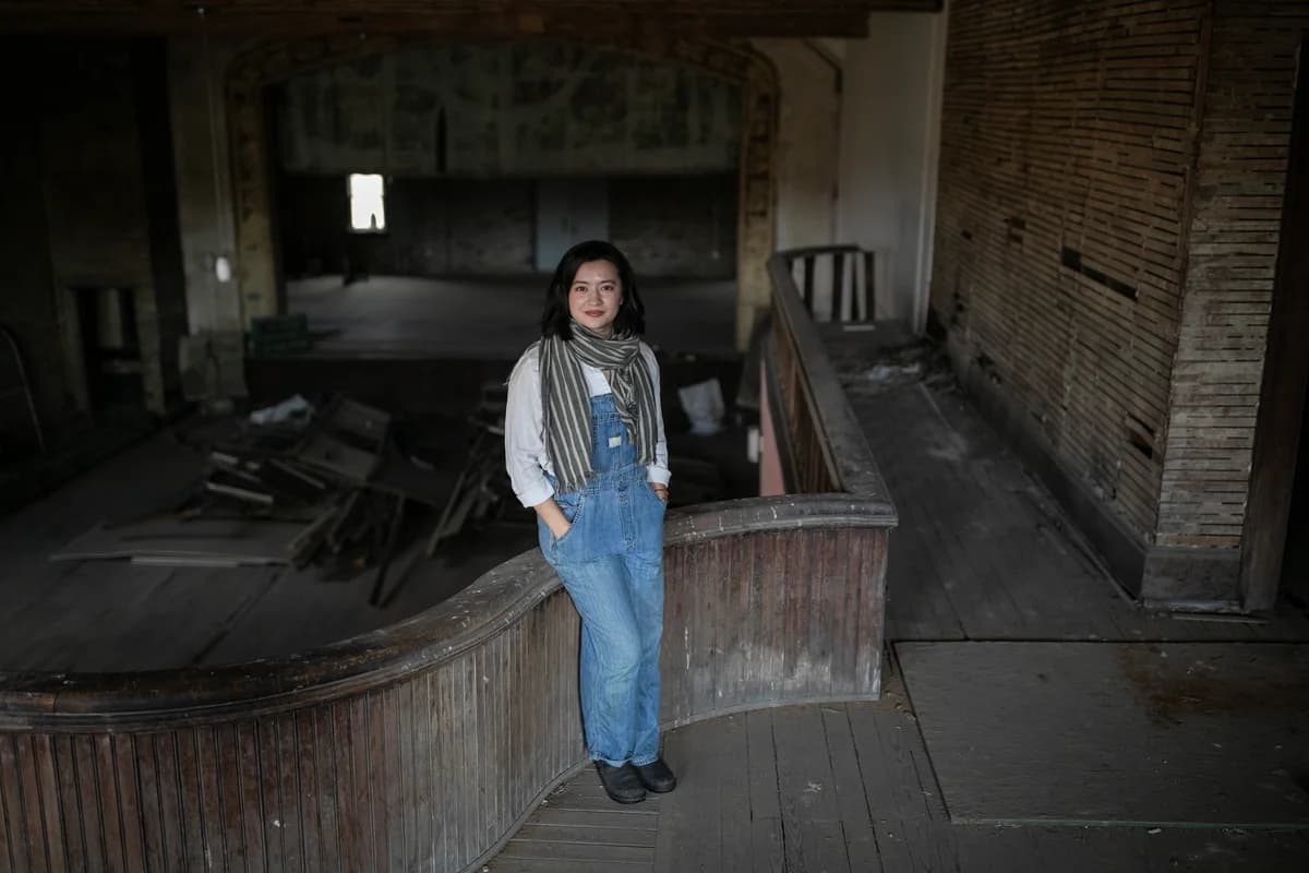 Tiff Piko in the Tecumseh Theater in Shawnee, OH on December 21, 2023. The building was built in 1908 and saved from the wrecking ball in 1976. Today, the exterior of the building is completely renovated and eyes are now focused on the second-story opera house for renovation.