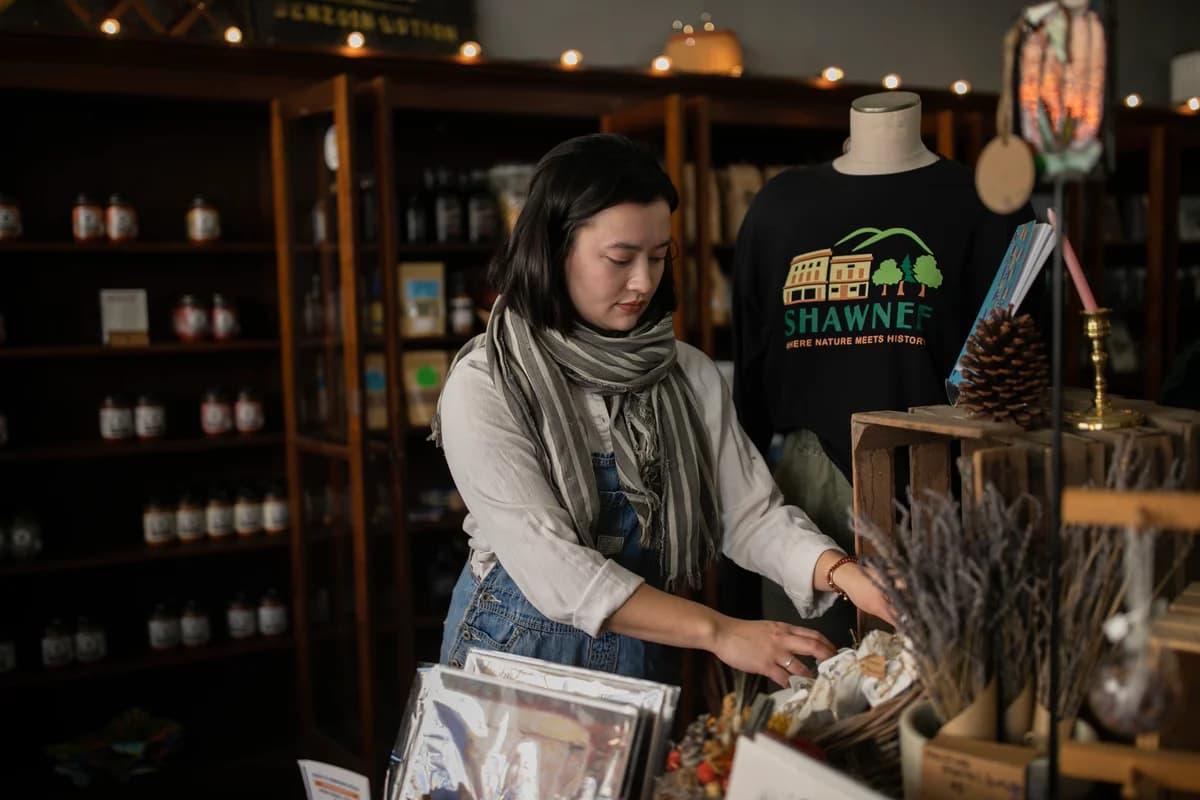 Tiff Piko, coordinator of maker markets for Ohio Winding Road in Shawnee, OH on December 21, 2023. Tiff Piko is a designer, educator, and farmer in Appalachia Ohio. In 2019 she became the first woman to run for mayor in her hometown of Lancaster, Ohio. Running a zero-dollar grassroots campaign designed to get more people involved in local politics.